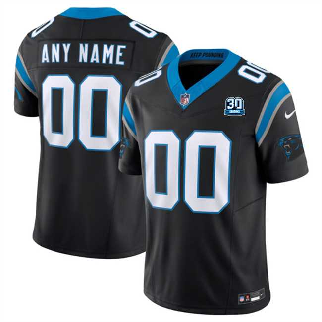 Men%27s Carolina Panthers Active Player Custom Black 2024 30th Anniversary Patch F.U.S.E. Vapor Limited Stitched Football Jersey->customized nfl jersey->Custom Jersey